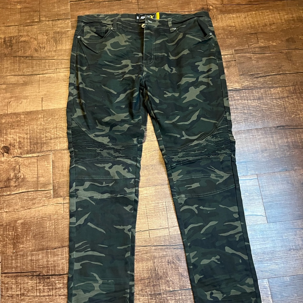 Green Cargo Pants with Camouflage Design